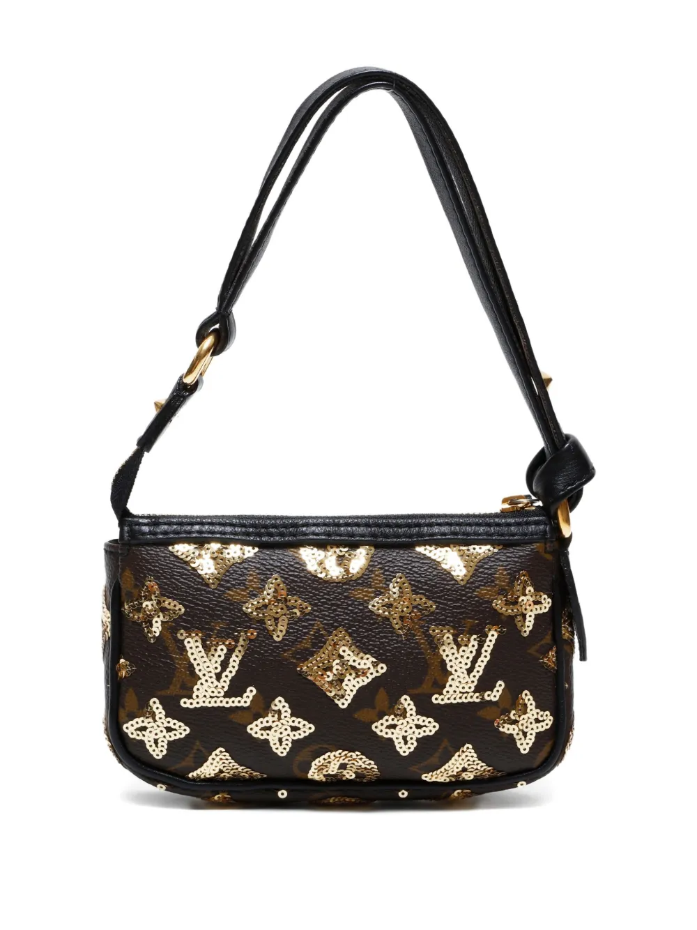 Pre-owned Louis Vuitton 2009 Monogram Eclipse Sequin-embellished Pouch In Brown