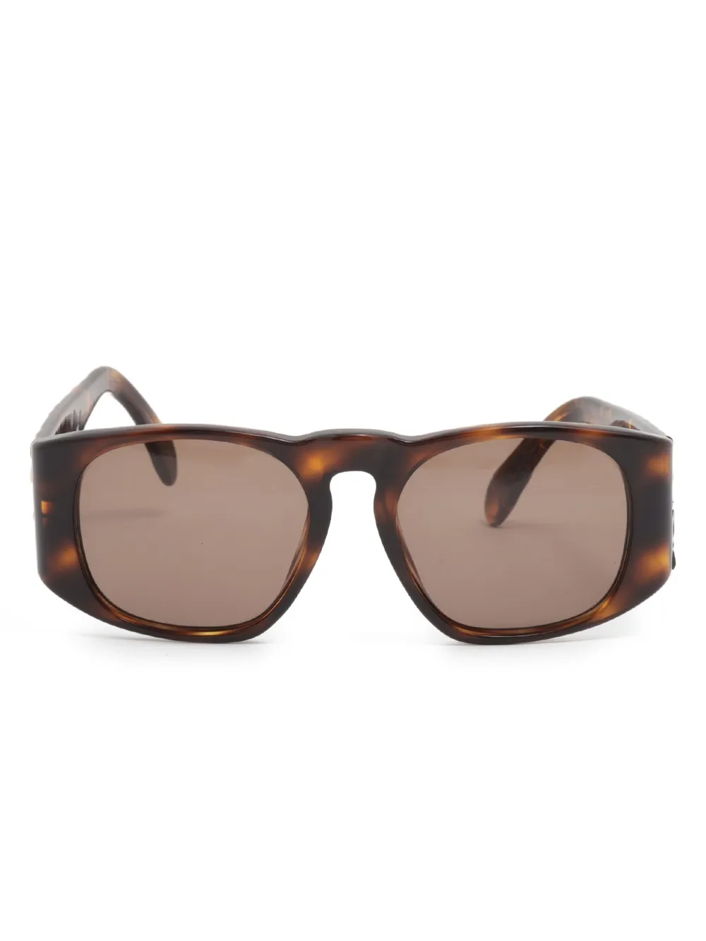 CHANEL Pre-Owned 1990s CC Mark rectangle-frame sunglasses - ブラウン CHANEL Pre-Owned 1990s CC Mark rectangle-frame sunglasses - ブラウン