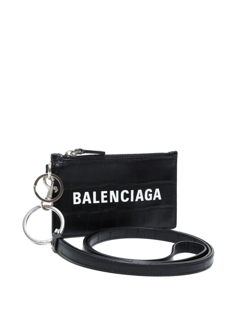 Pre-owned Balenciaga 2024-2025 Crocodile-effect Cardholder In Black