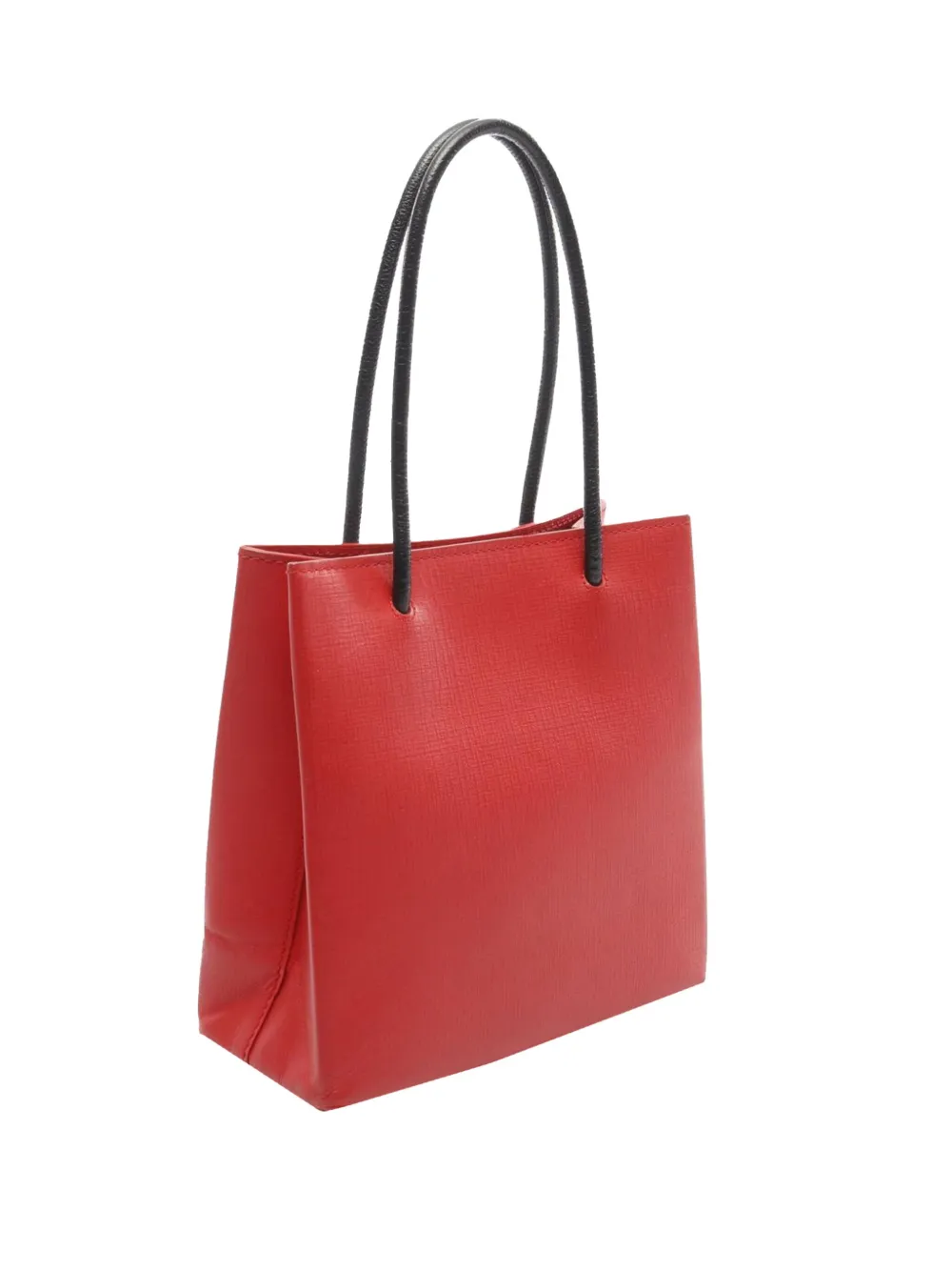 Pre-owned Balenciaga 2000-2025 Xxs Leather Logo Shopping Tote Satchel In Red