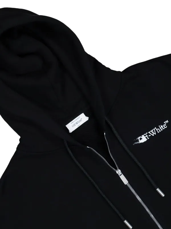Off-White arrow-print zip-up Hoodie | Black | FARFETCH