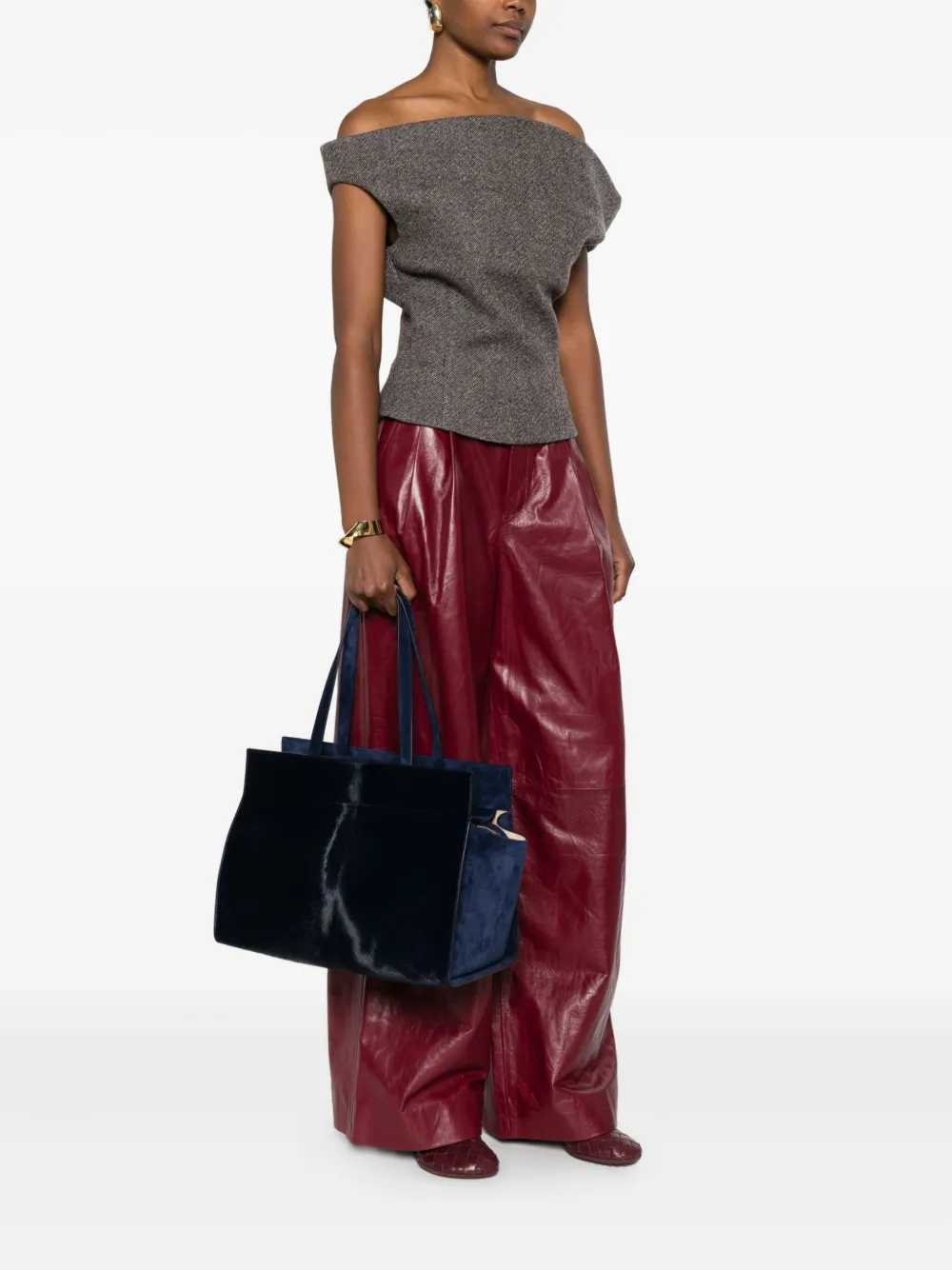 Khaite Suede Tote Bag In Blue