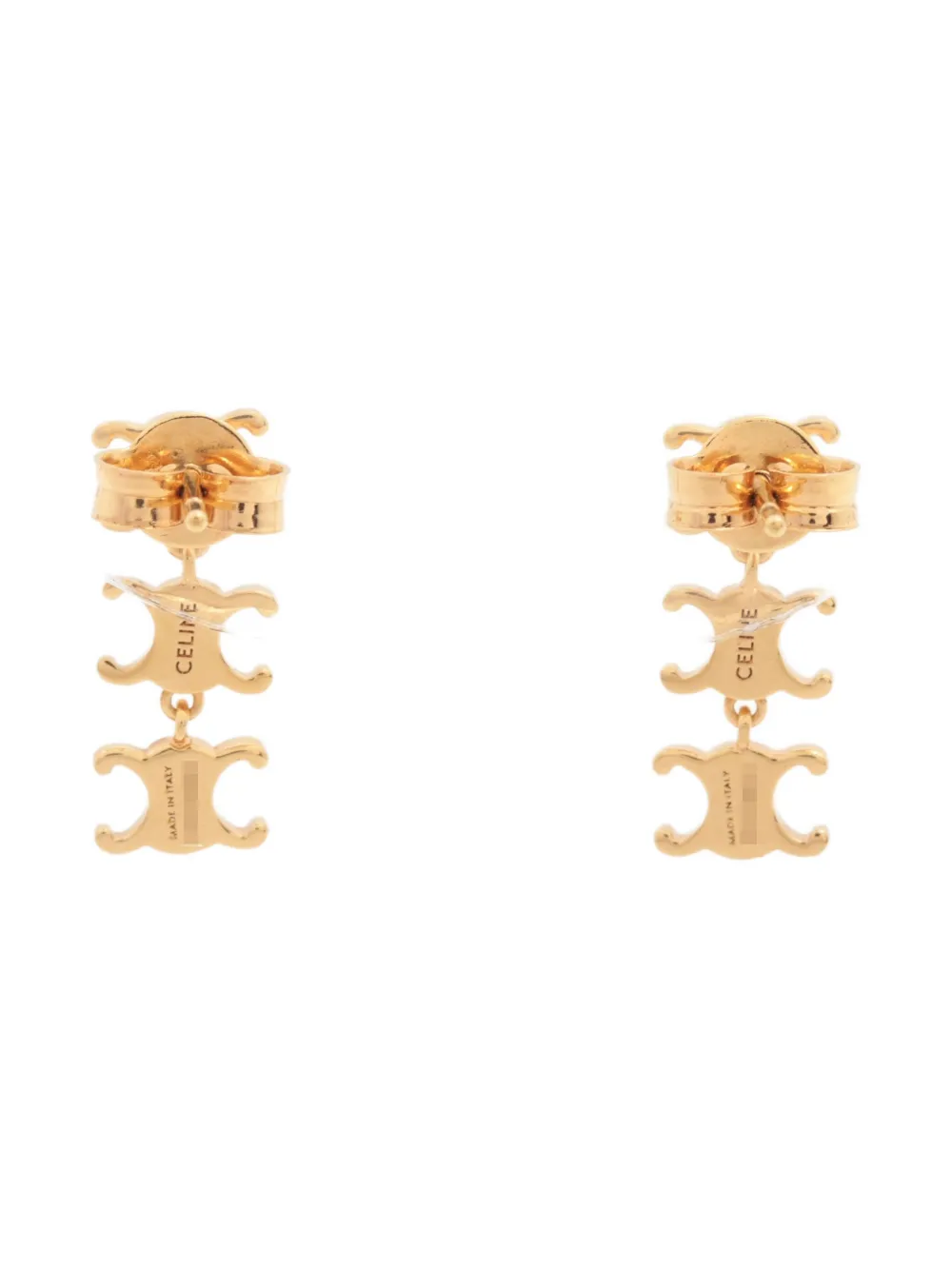 Pre-owned Celine 2020s Triomphe Drop Earrings In Gold