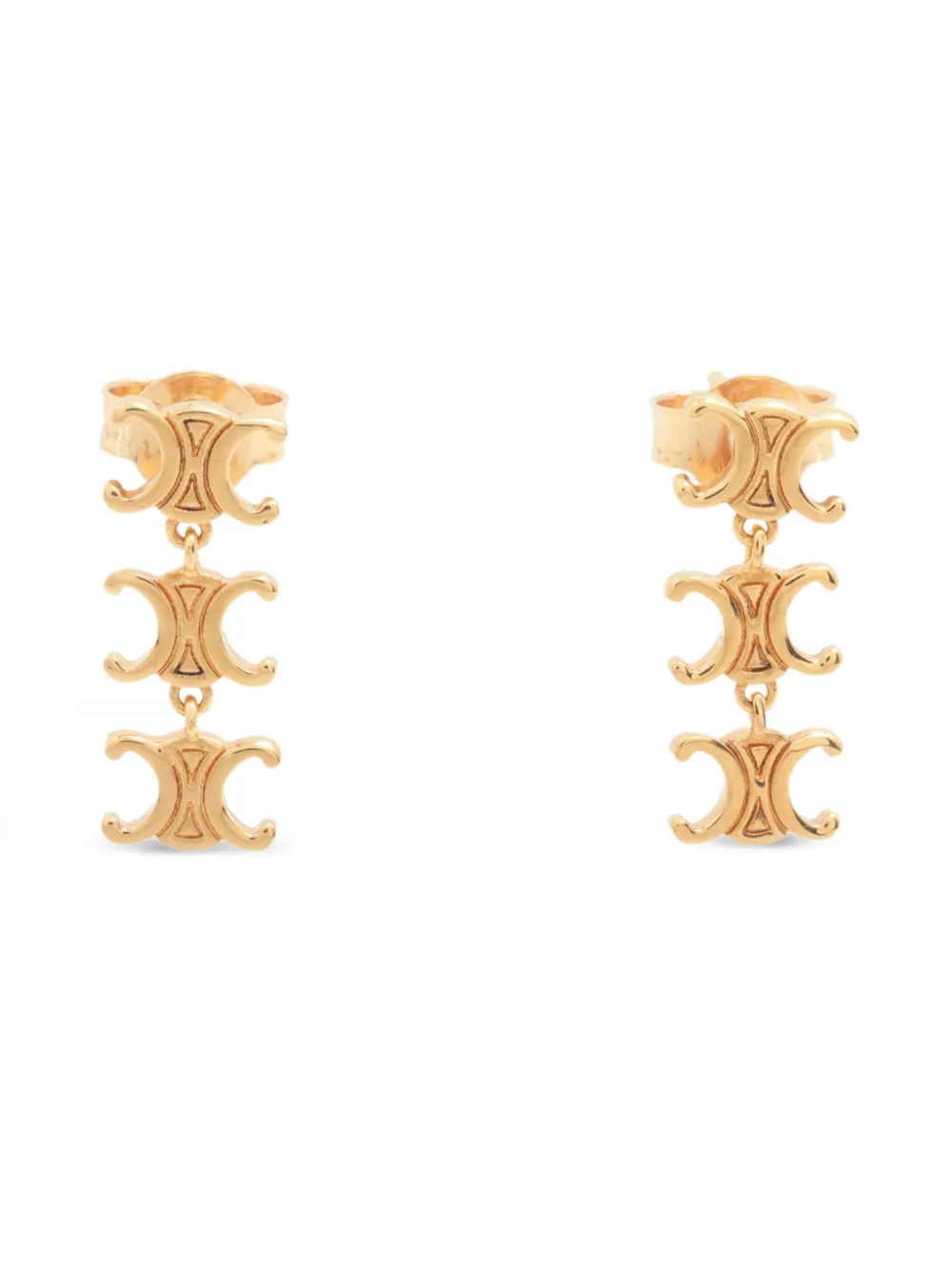 Celine Pre-Owned 2020s Triomphe drop earrings | Gold | Image 1