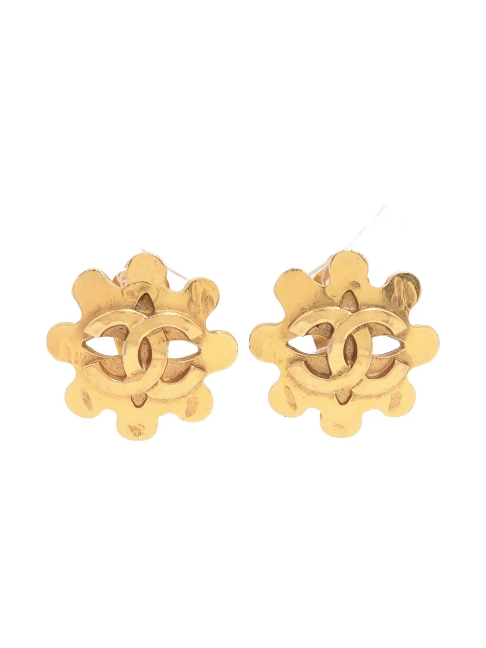 CHANEL Pre-Owned 1994 Interlocking CC clip-on earrings - ゴールドトーン CHANEL Pre-Owned 1994 Interlocking CC clip-on earrings - ゴールドトーン