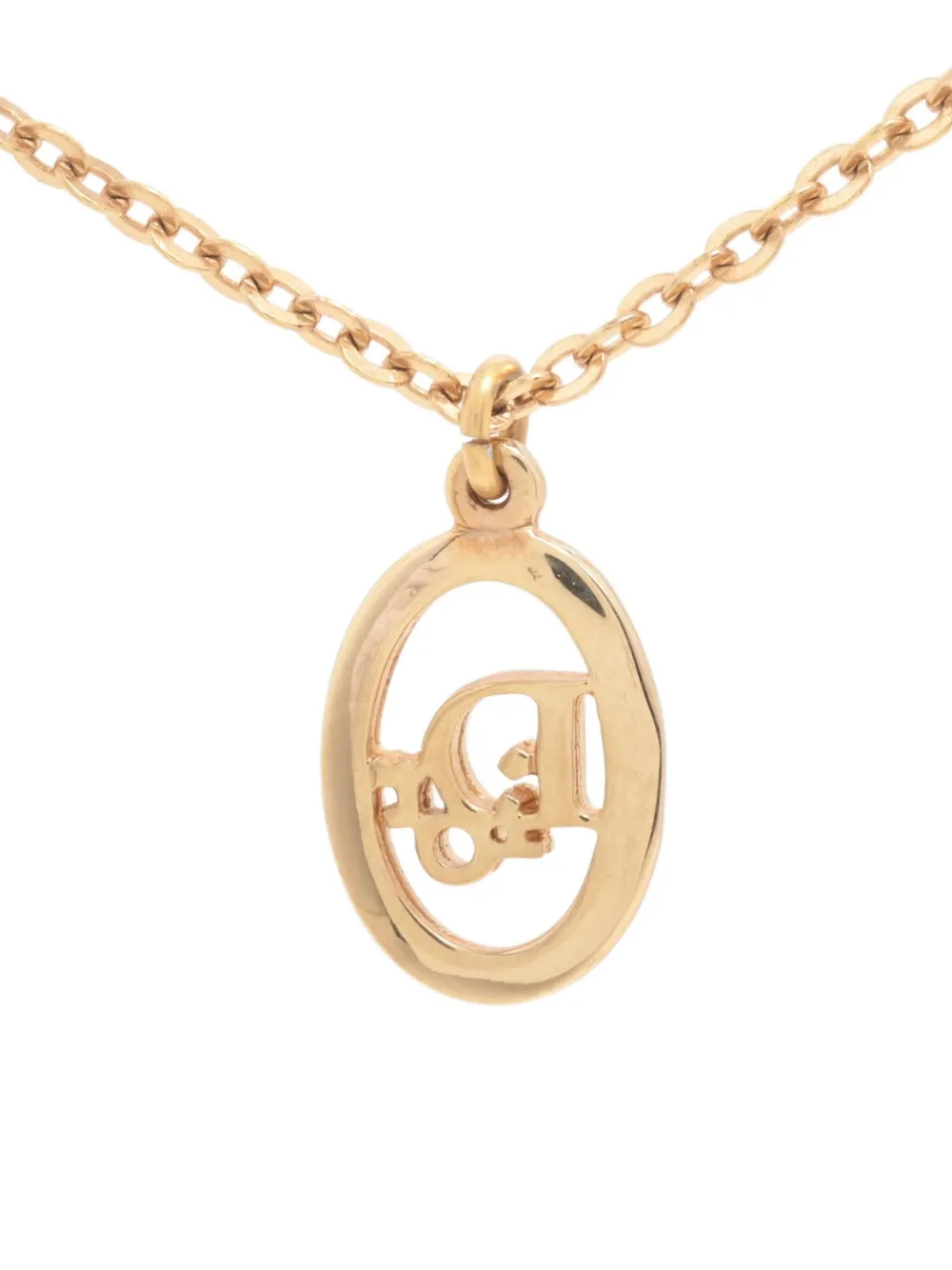Pre-owned Dior 1980-1990 Logo-pendant Necklace In Gold