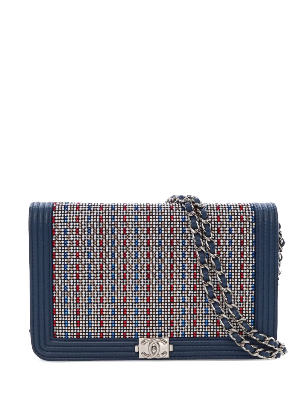 CHANEL Pre-Owned 2016-2017 Crystal Embellished Lambskin Boy Wallet On CHANEL Pre-Owned 2016-2017 Crystal Embellished Lambskin Boy Wallet On