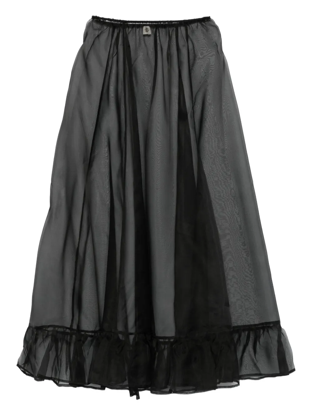 The Garment Ruffled Silk Midi Skirt In Neutral