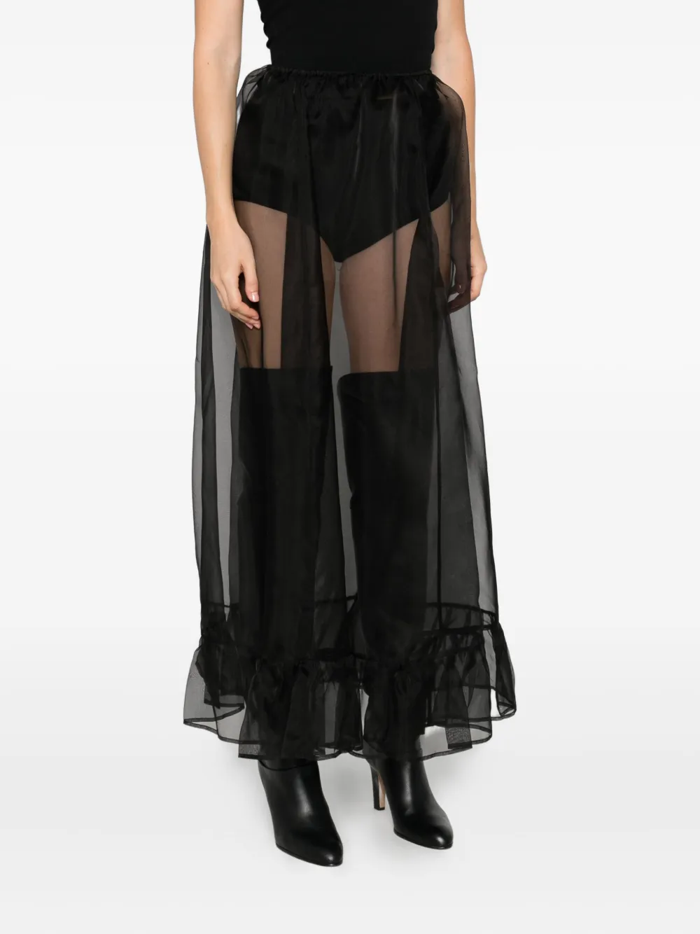 The Garment Ruffled Silk Midi Skirt In Neutral