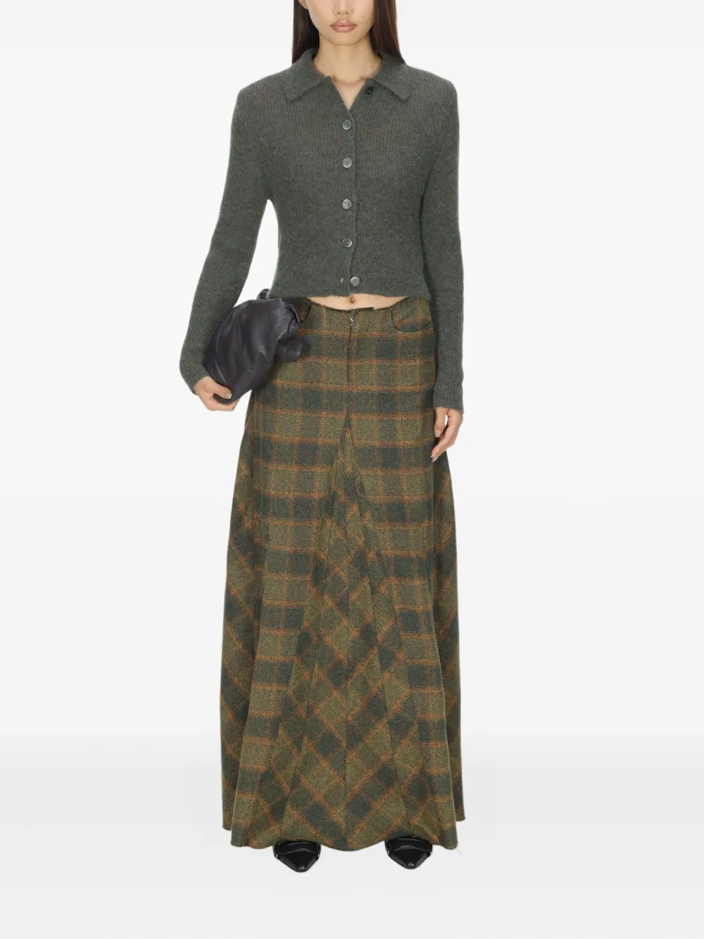 OUR LEGACY check-pattern pleated skirt - Groen