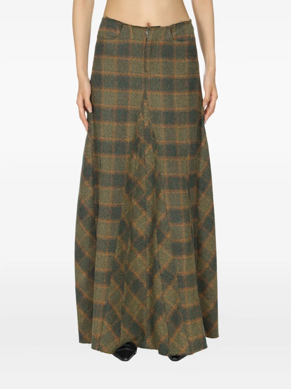 Our Legacy Check-pattern Pleated Skirt In Brown