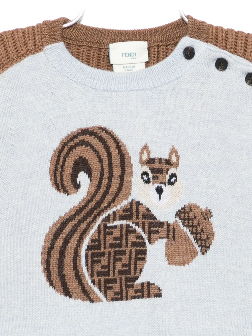 Fendi Squirrel-appliqué Sweater In Brown