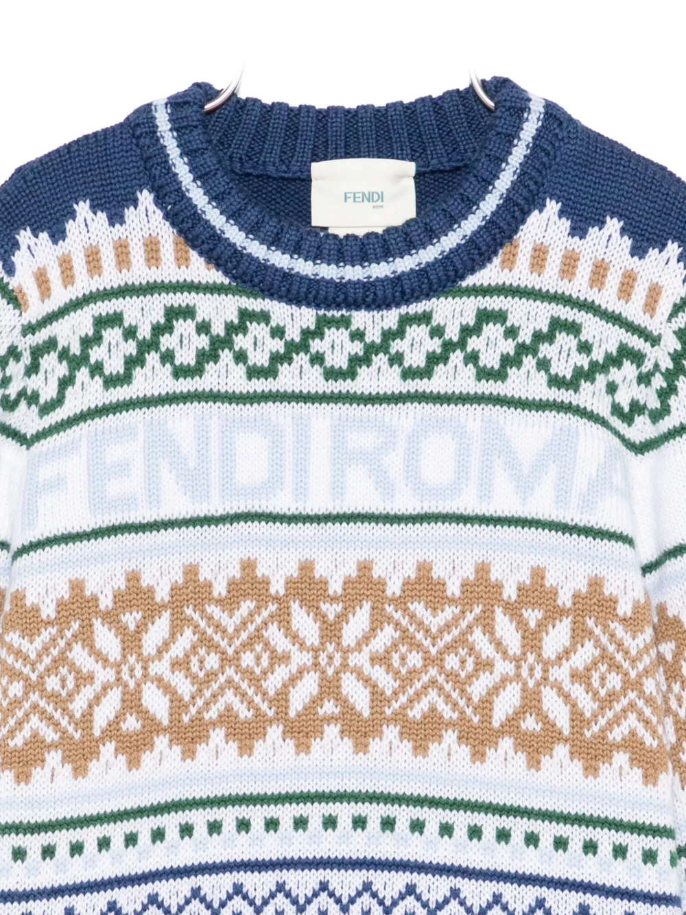 Fendi Fairisle Logo Sweater In Blue