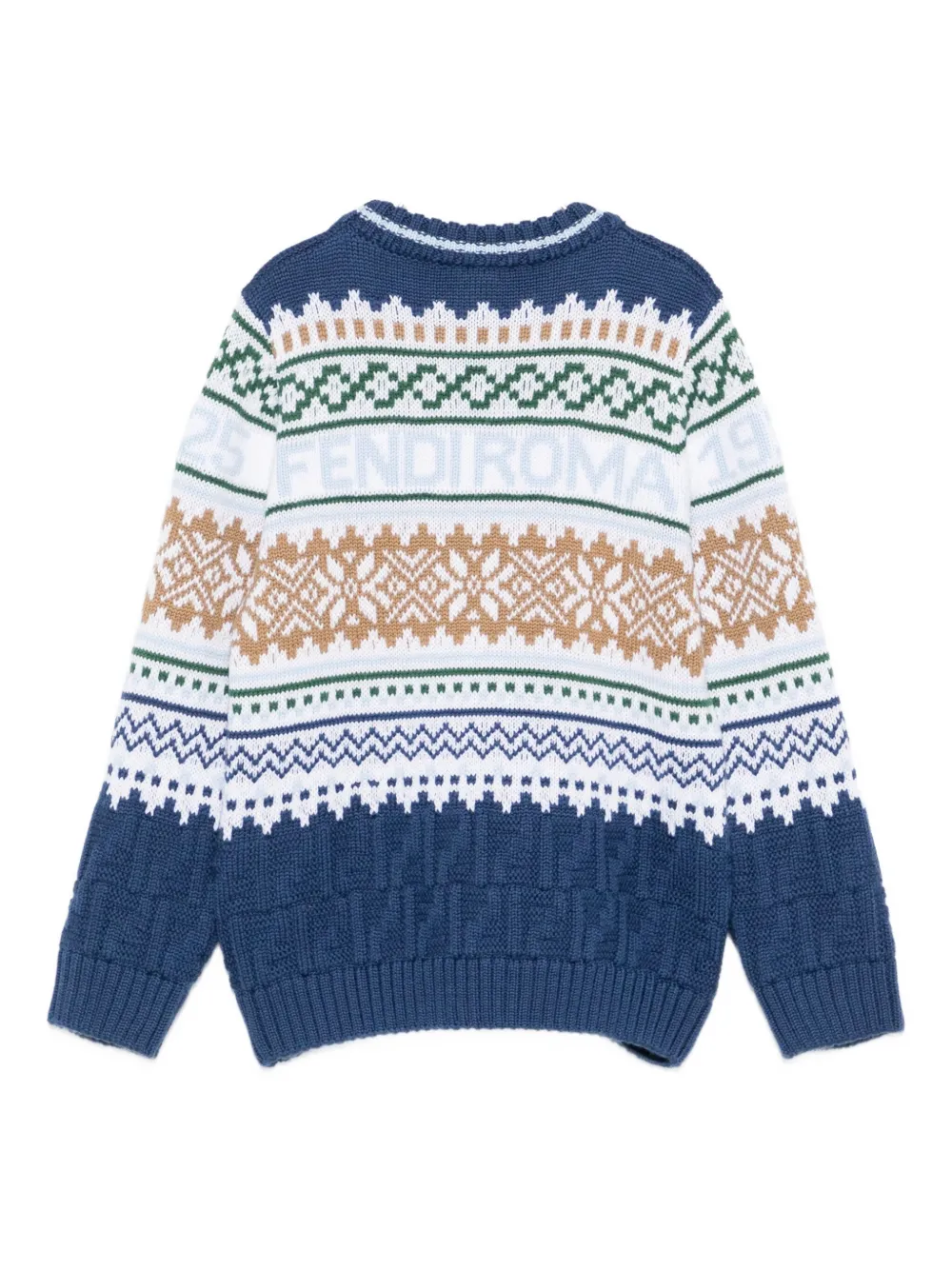 Fendi Fairisle Logo Sweater In Blue