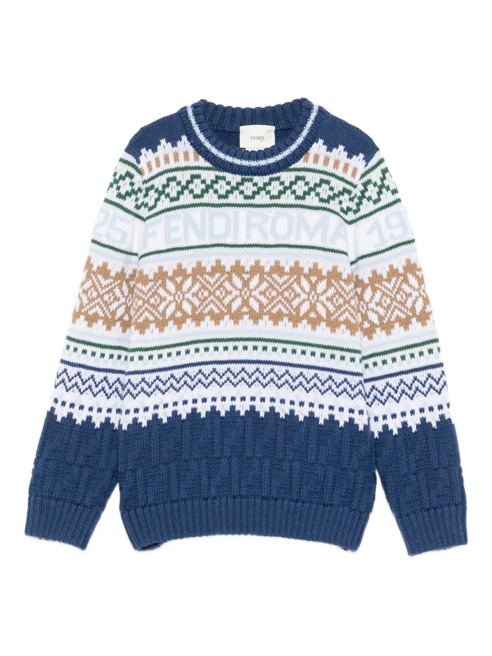 Fendi Kids fairisle logo sweater | Blue | Image 1