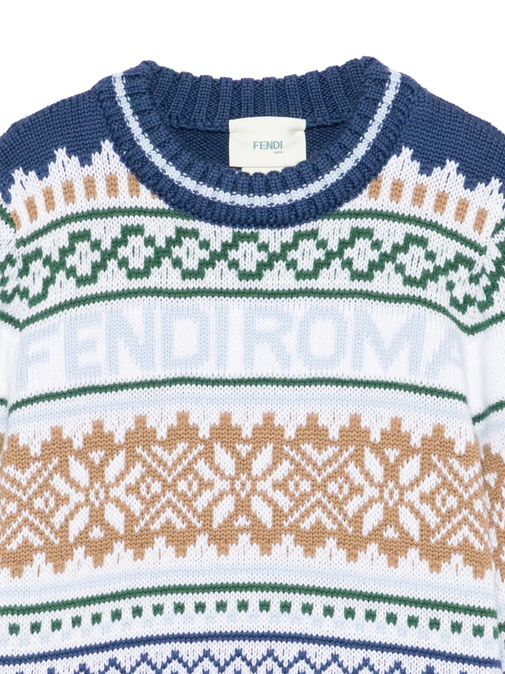 Fendi Kids Fairisle trui met logo Blauw