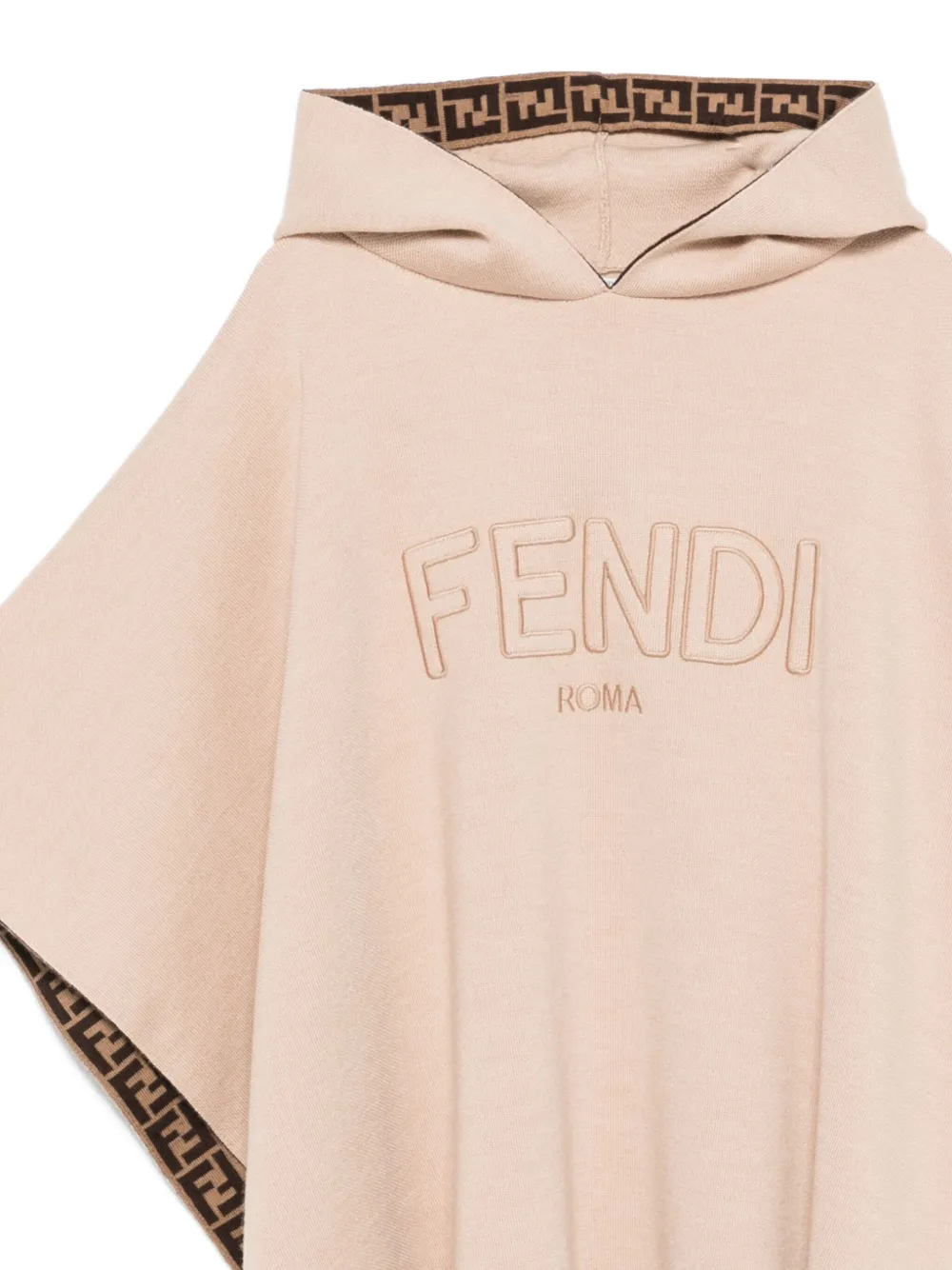 Fendi Kids Poncho met capuchon en FF-patroon Beige