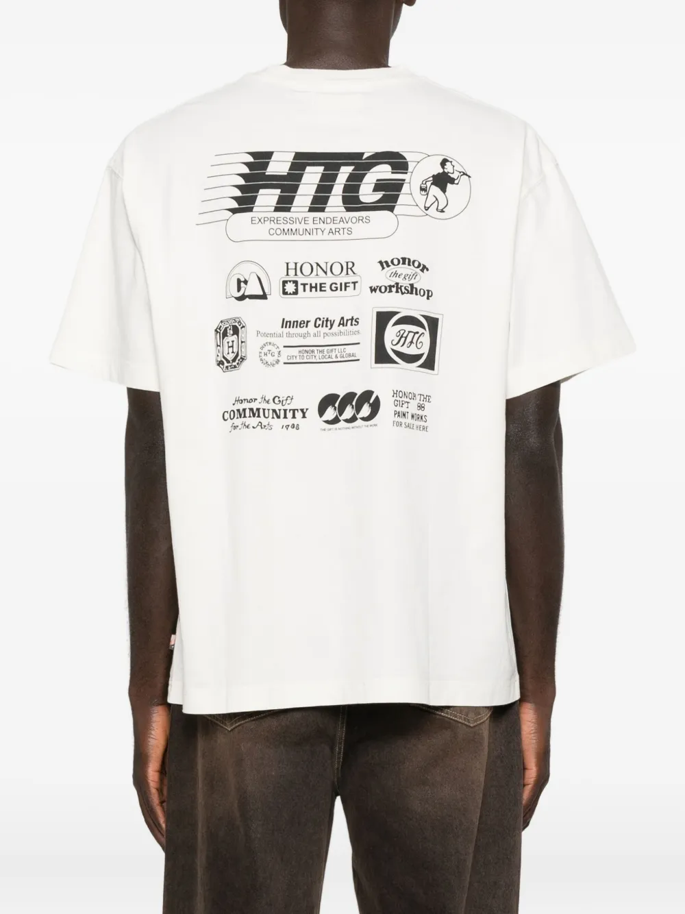 Honor The Gift T-shirt met borstzak en grafische print Wit