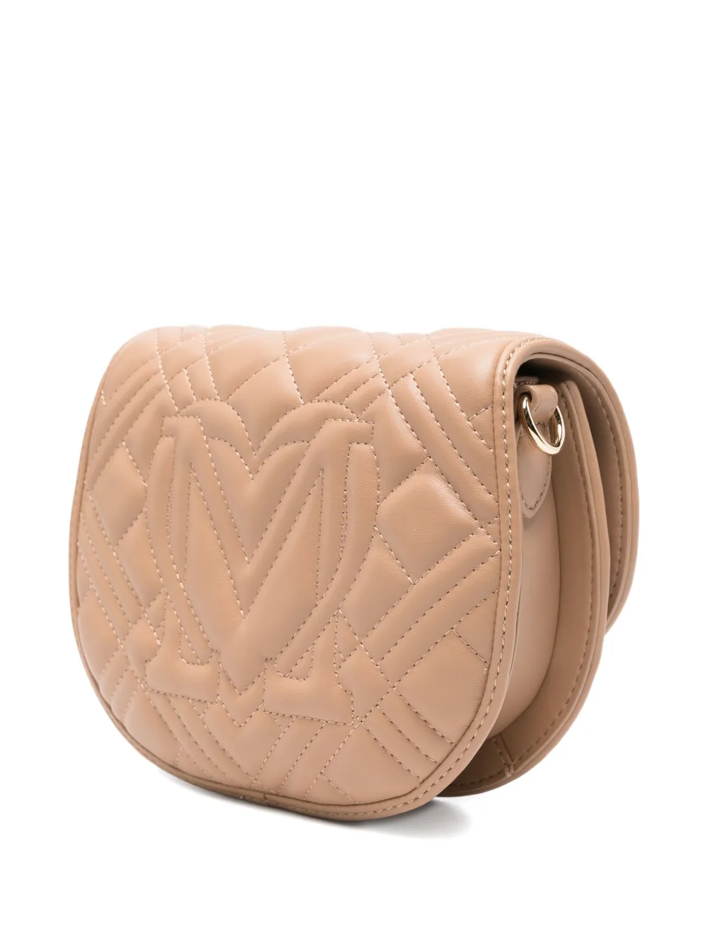 Love Moschino Quilted Logo-plaque Shoulder Bag In Brown