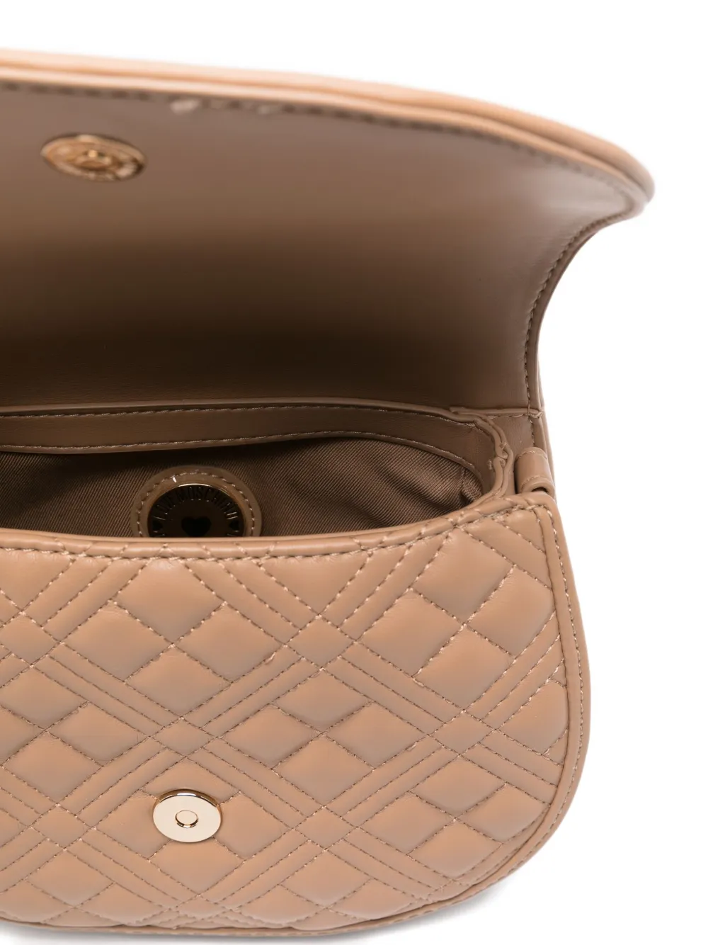Love Moschino Quilted Logo-plaque Shoulder Bag In Brown
