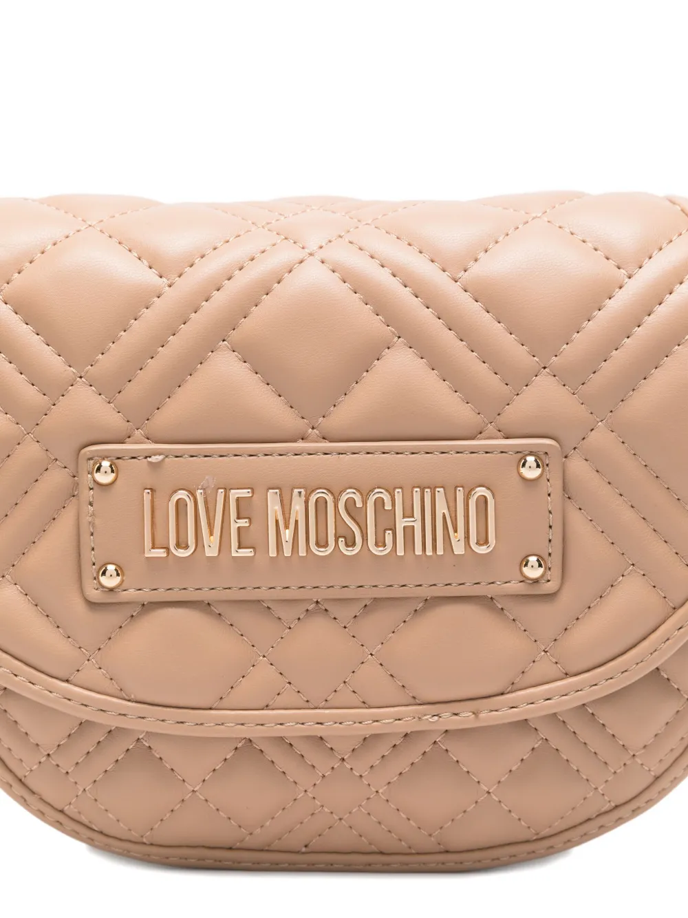 Love Moschino Quilted Logo-plaque Shoulder Bag In Brown