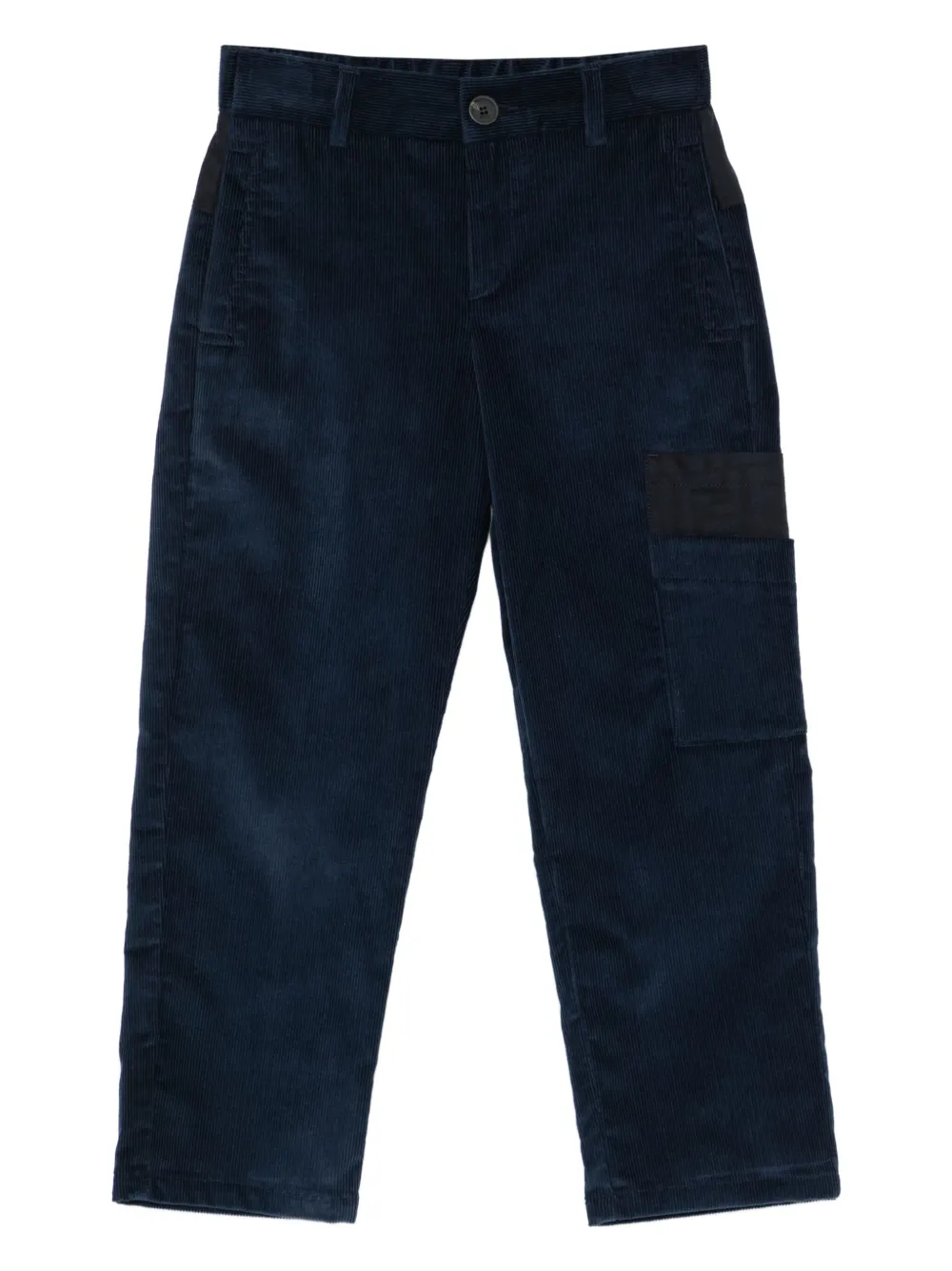 Fendi Kids corduroy patch-pocket casual trousers - Blu