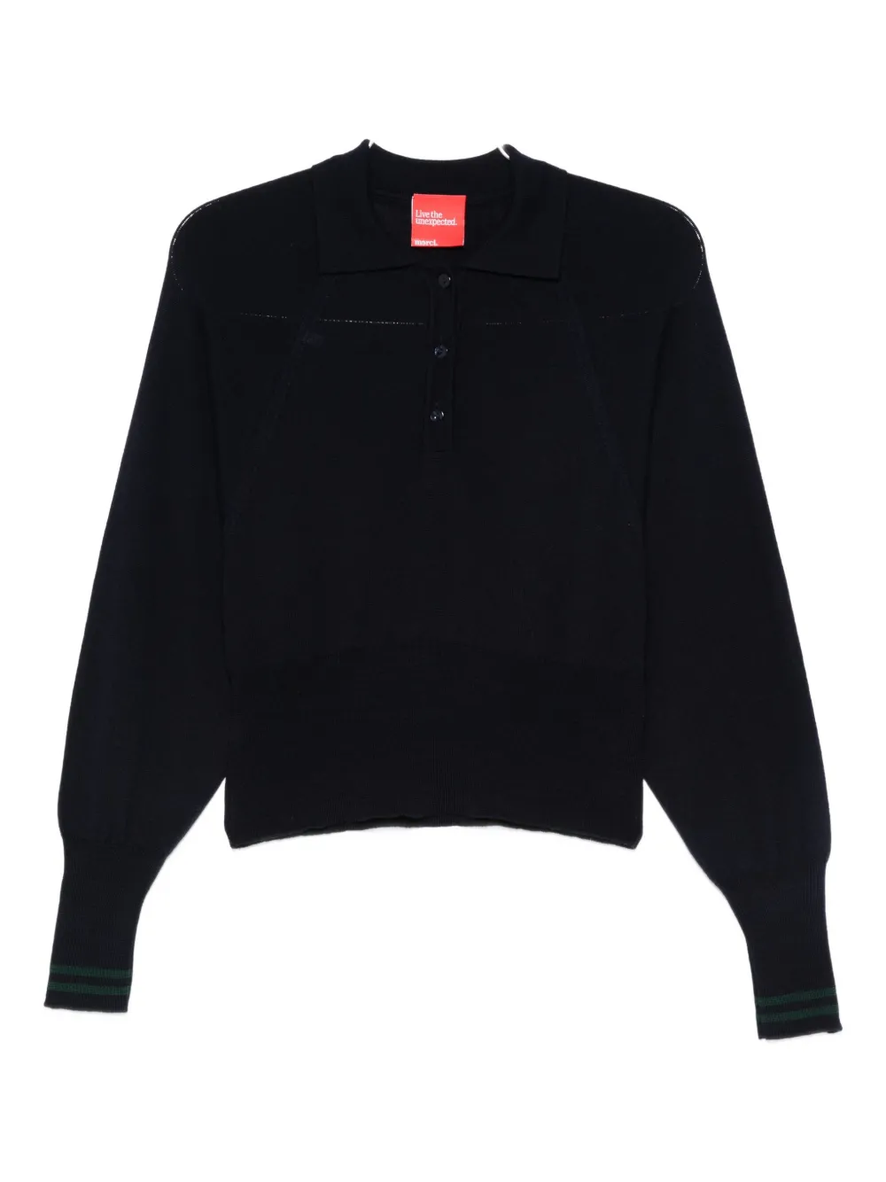 Merci Button Polo Shirt In Black