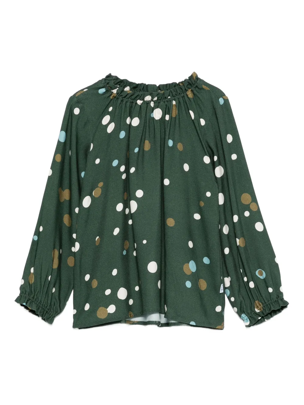 Il Gufo ruffled polka-dot shirt | Green | Image 1