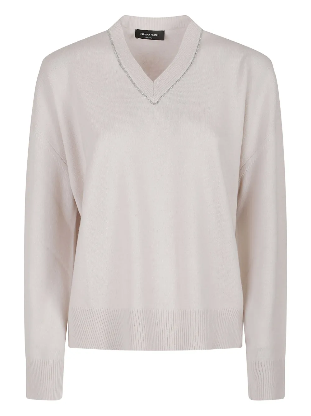 Fabiana Filippi V-neck embellished cashmere sweater - Toni neutri