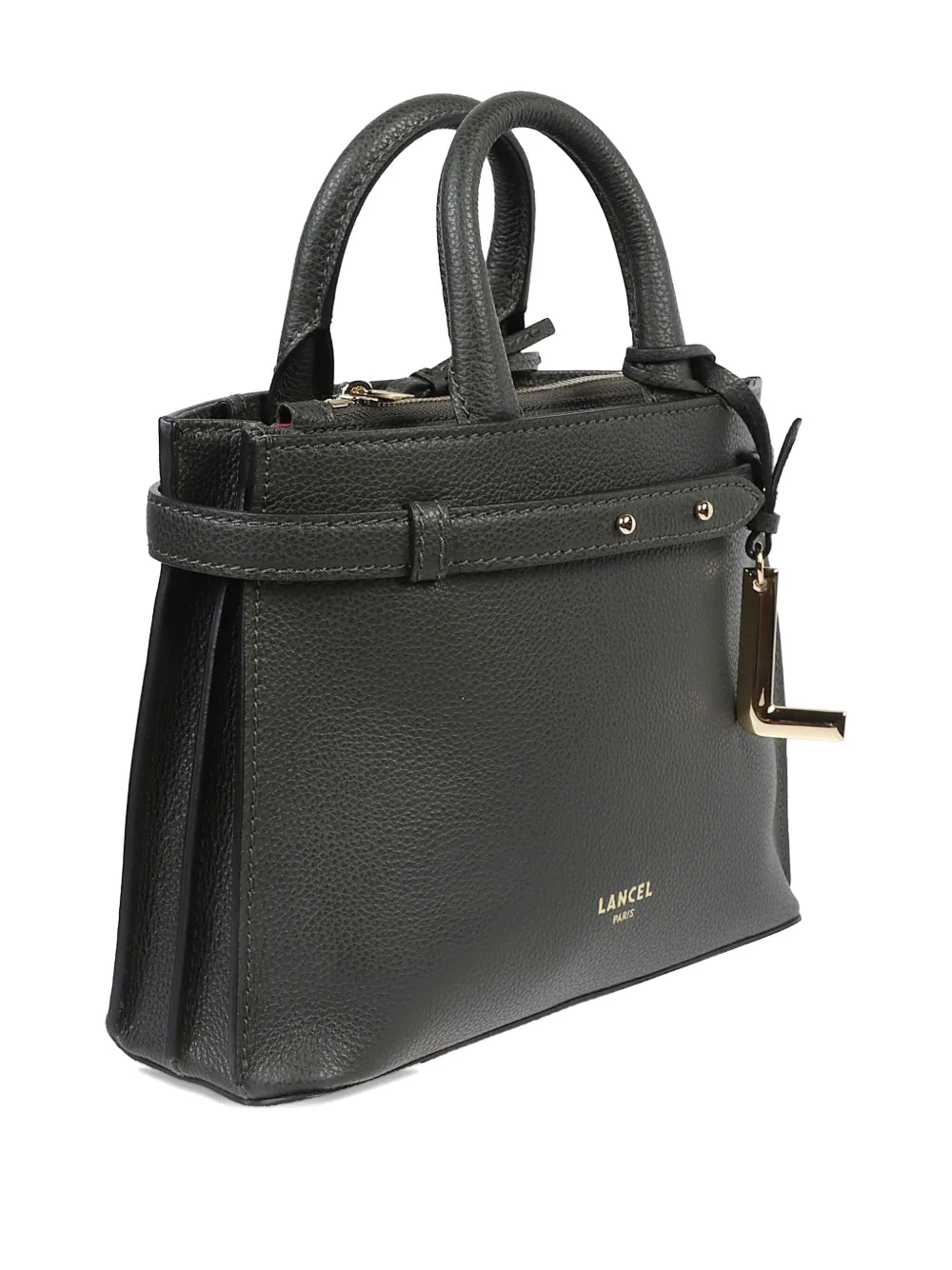 Lancel Leather Belted Satchel Bag In Green