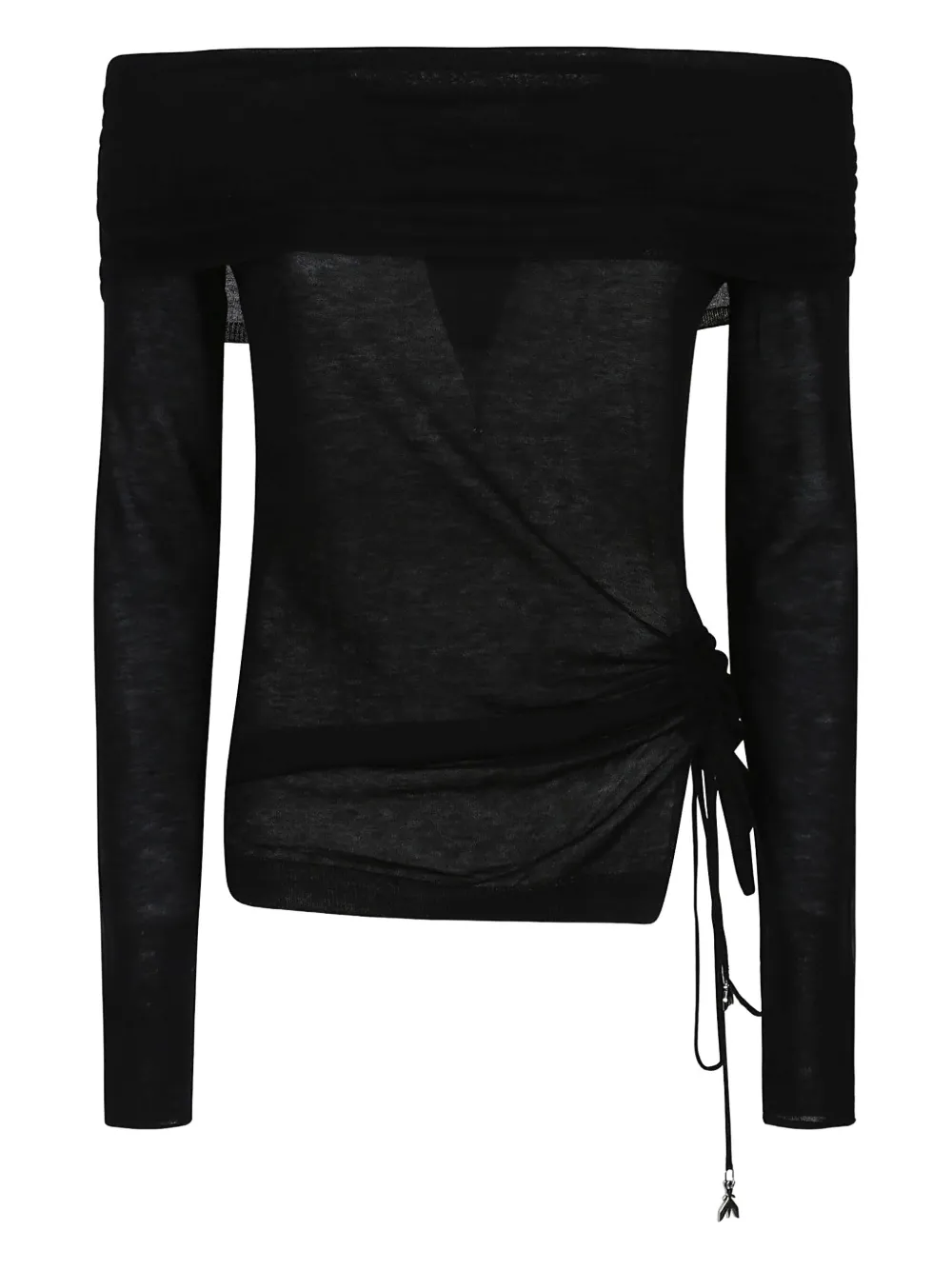 Patrizia Pepe Off-shoulder Side-tie Sweater In Black