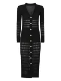 Canessa ribbed-knit button-front midi dress - Black