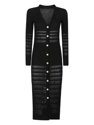 Canessa ribbed-knit button-front Midi Dress | Black | FARFETCH