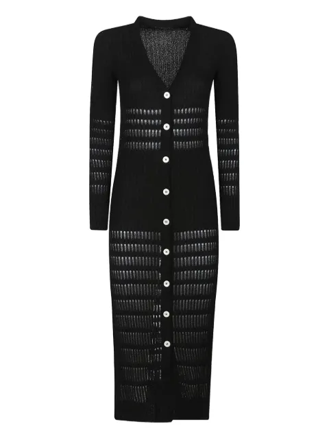 Canessa ribbed-knit button-front midi dress