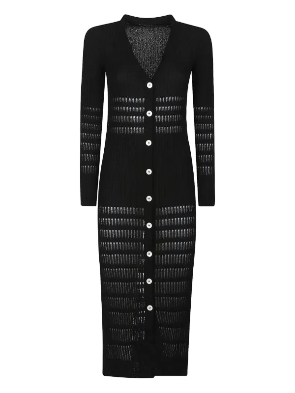 open lace back dress Ribbed Knit Button Down Cardigan/ Midi Dress Red S