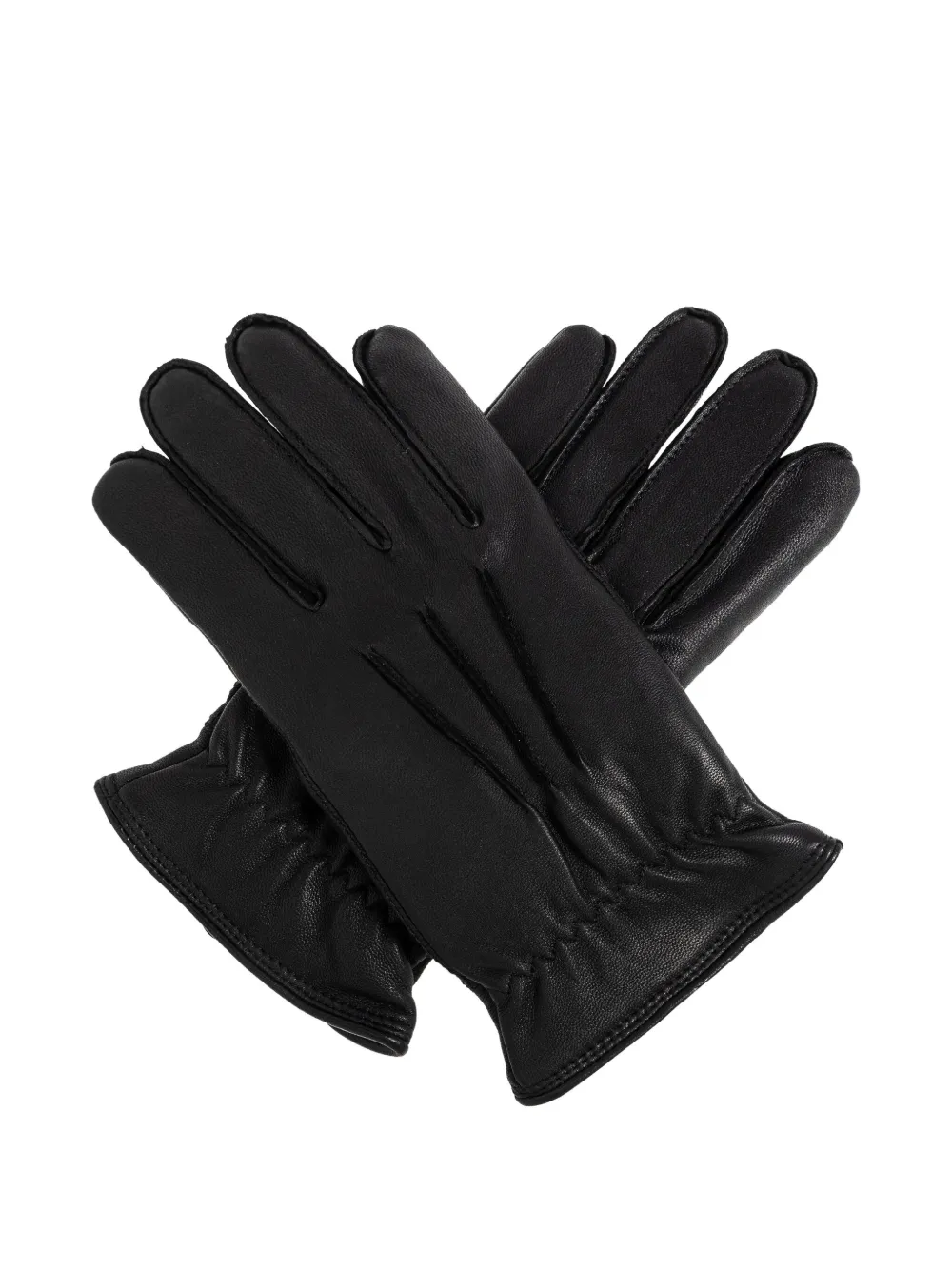 UGG logo leather gloves - Zwart