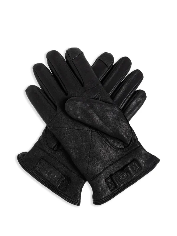 UGG Handschuhe Aus Leder Mit Logo | Schwarz | FARFETCH DE