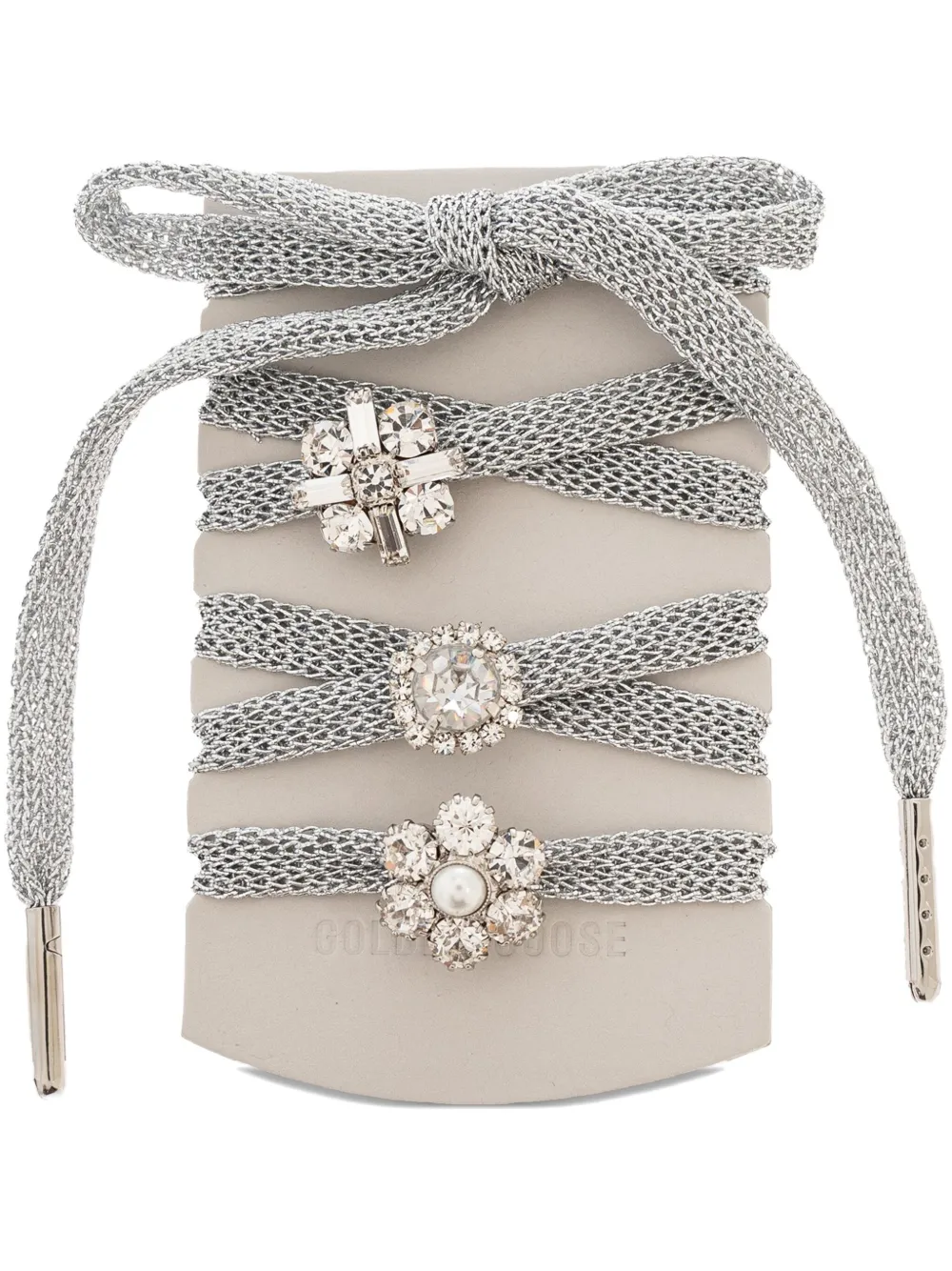 Golden Goose Crystal-appliqué Shoelaces In Silver