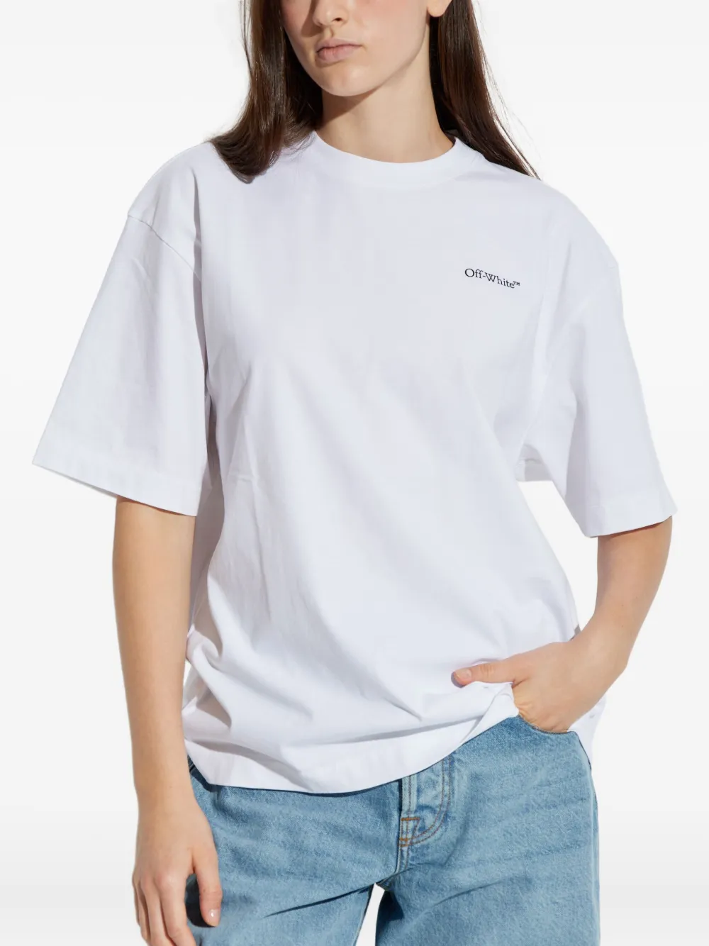Off-White T-shirt met patroon Wit