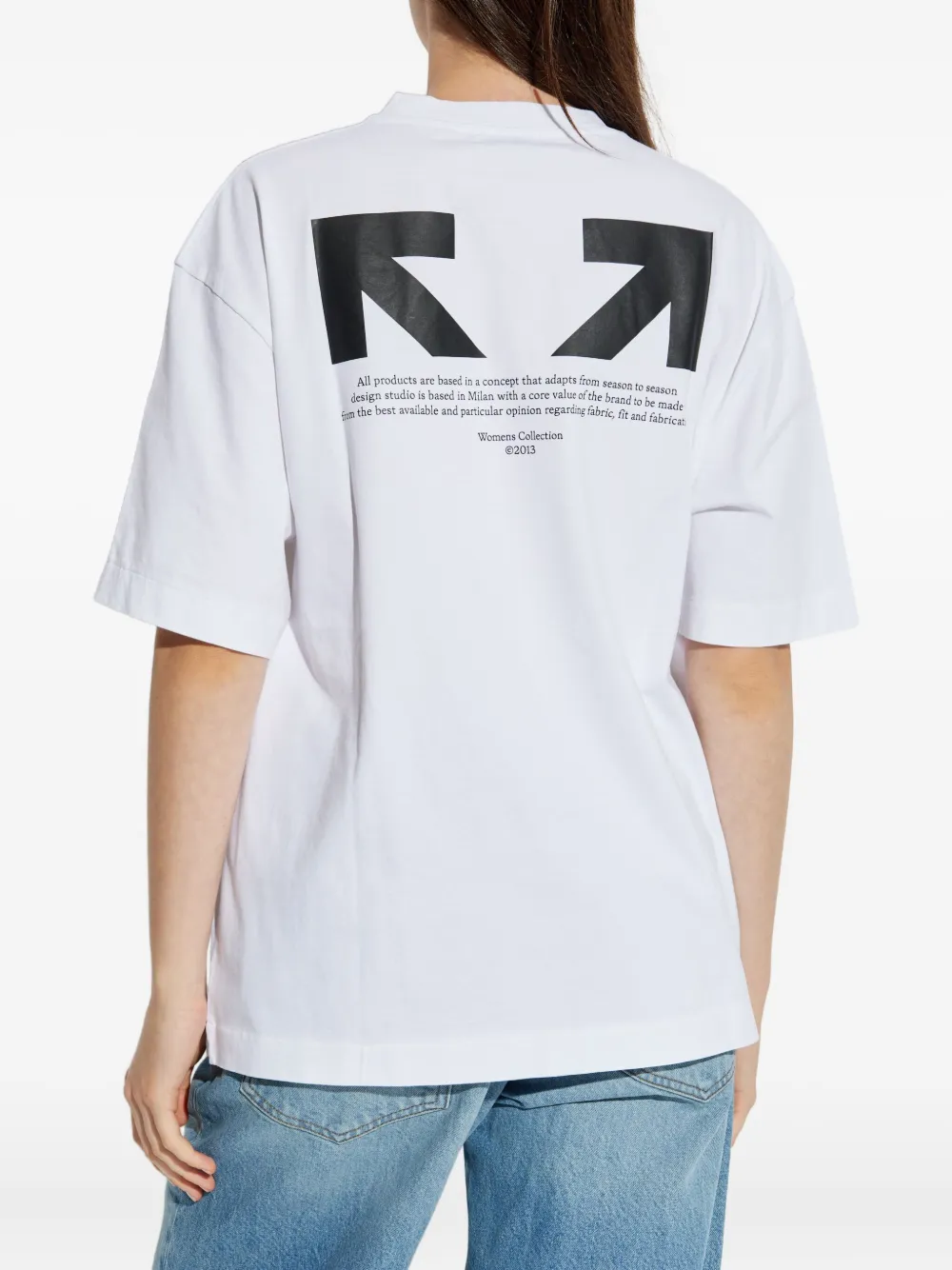 Off-White T-shirt met patroon Wit