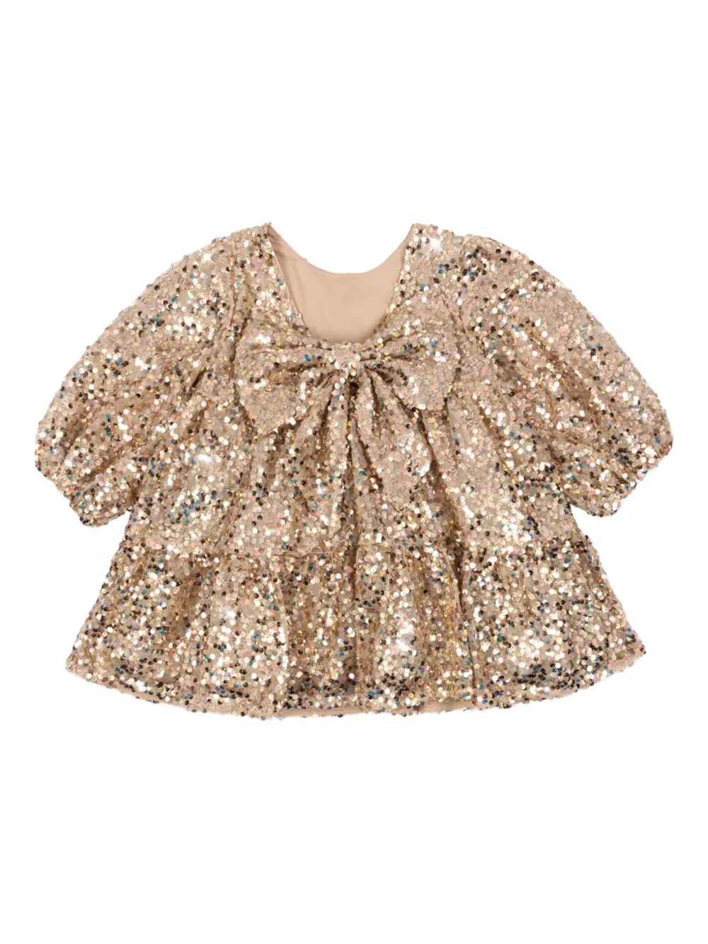 Konges Sløjd Lila bow sequin tiered dress - Goud
