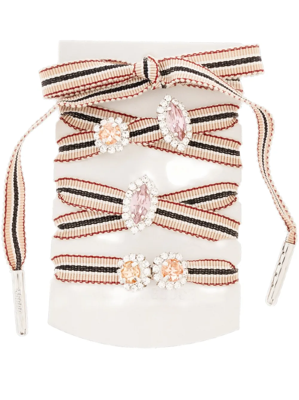 Golden Goose Striped-pattern Crystal-appliqué Shoelaces In Multi