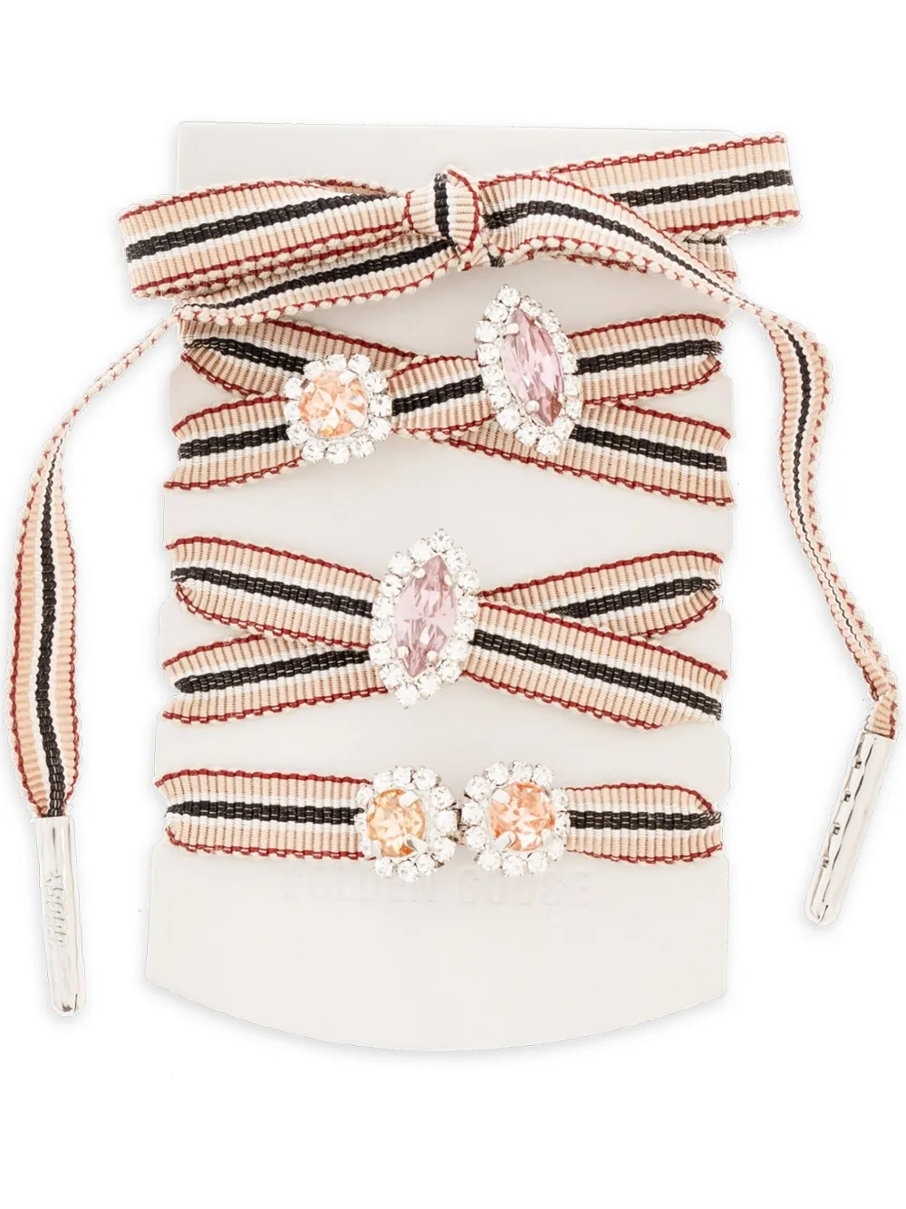 Golden Goose striped-pattern crystal-appliqué shoelaces Beige