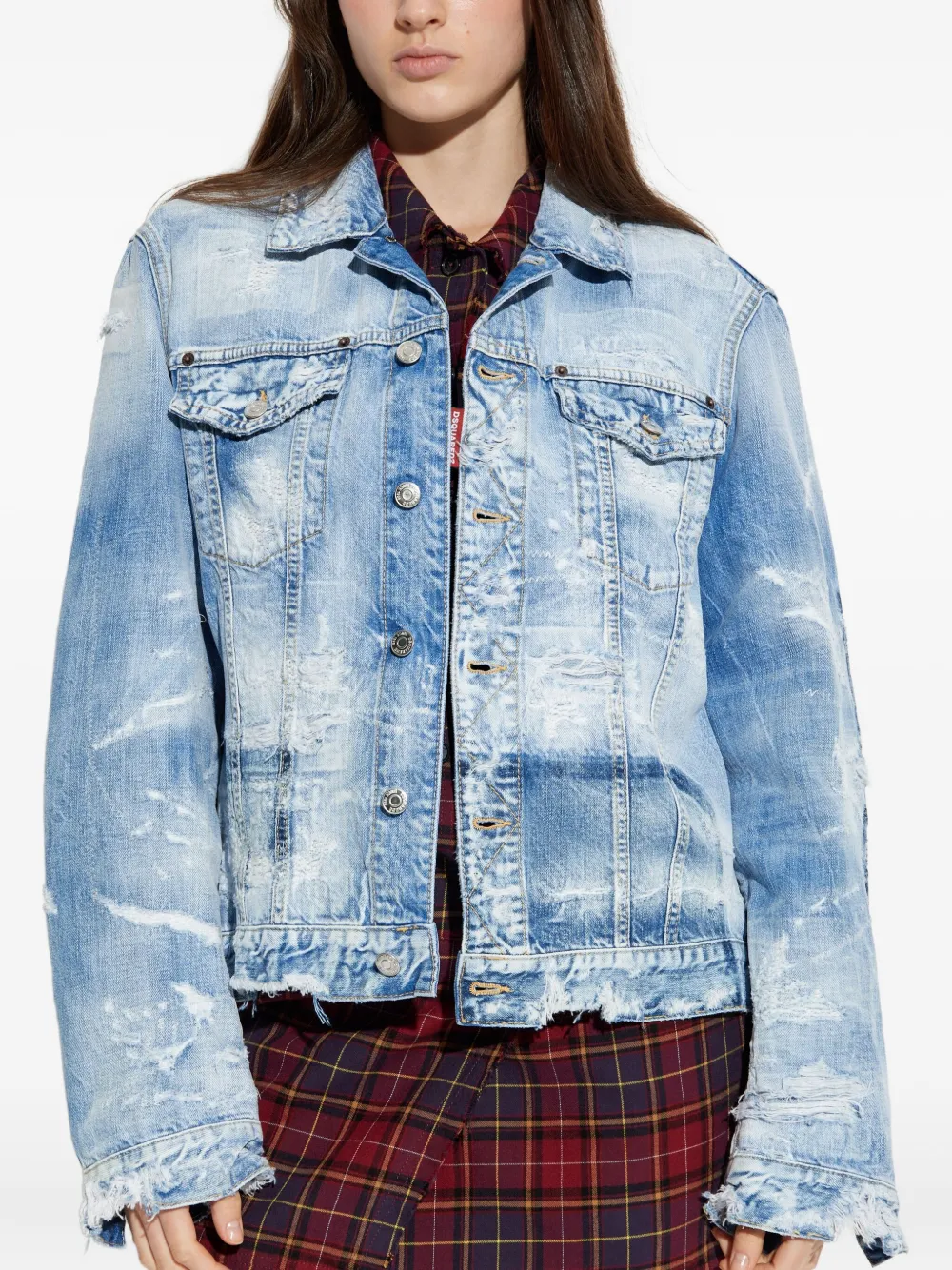 DSQUARED2 Gerafeld denim jack Blauw