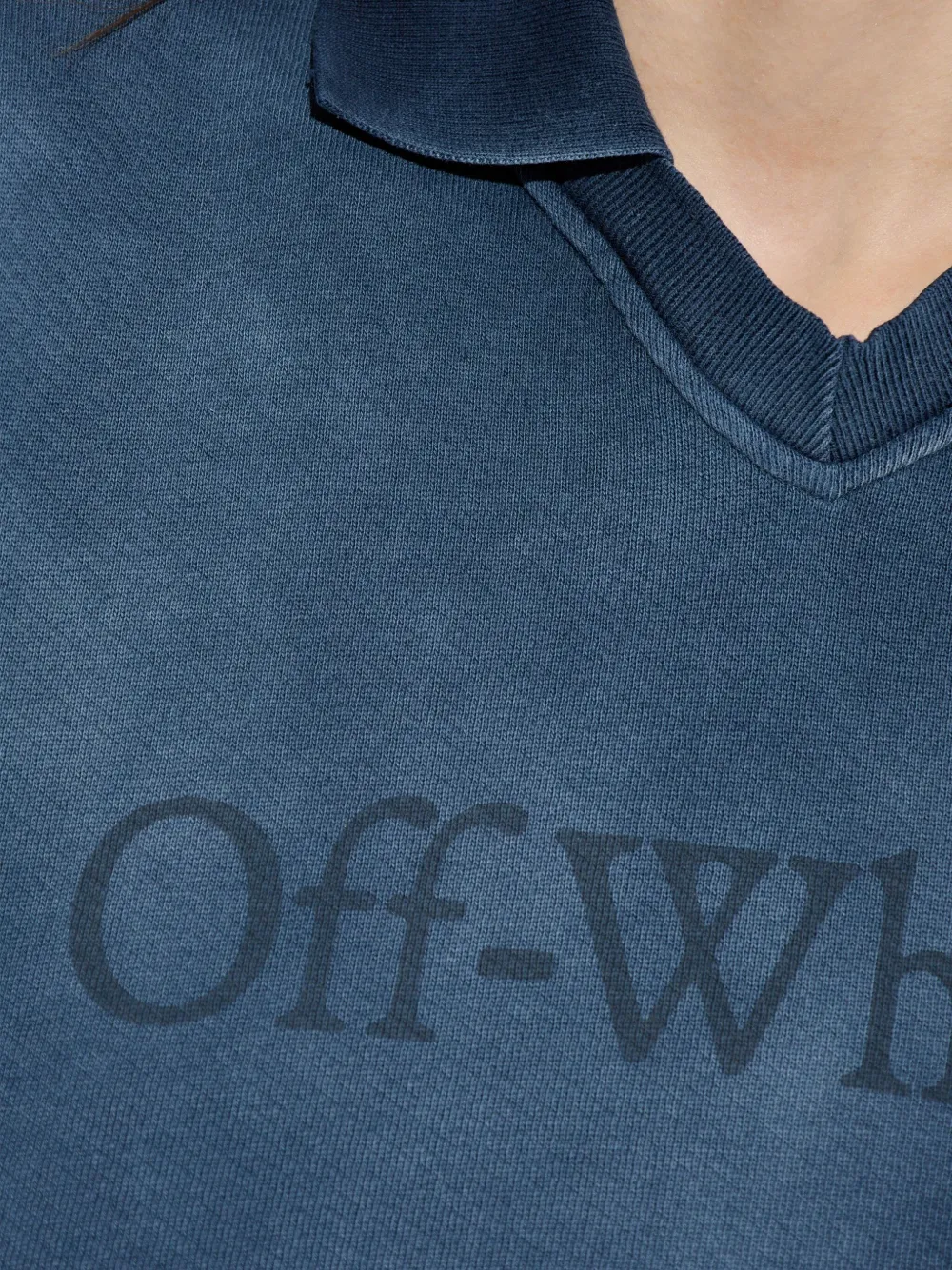 Off-white Collared Raw-hem Knitwear In Blue