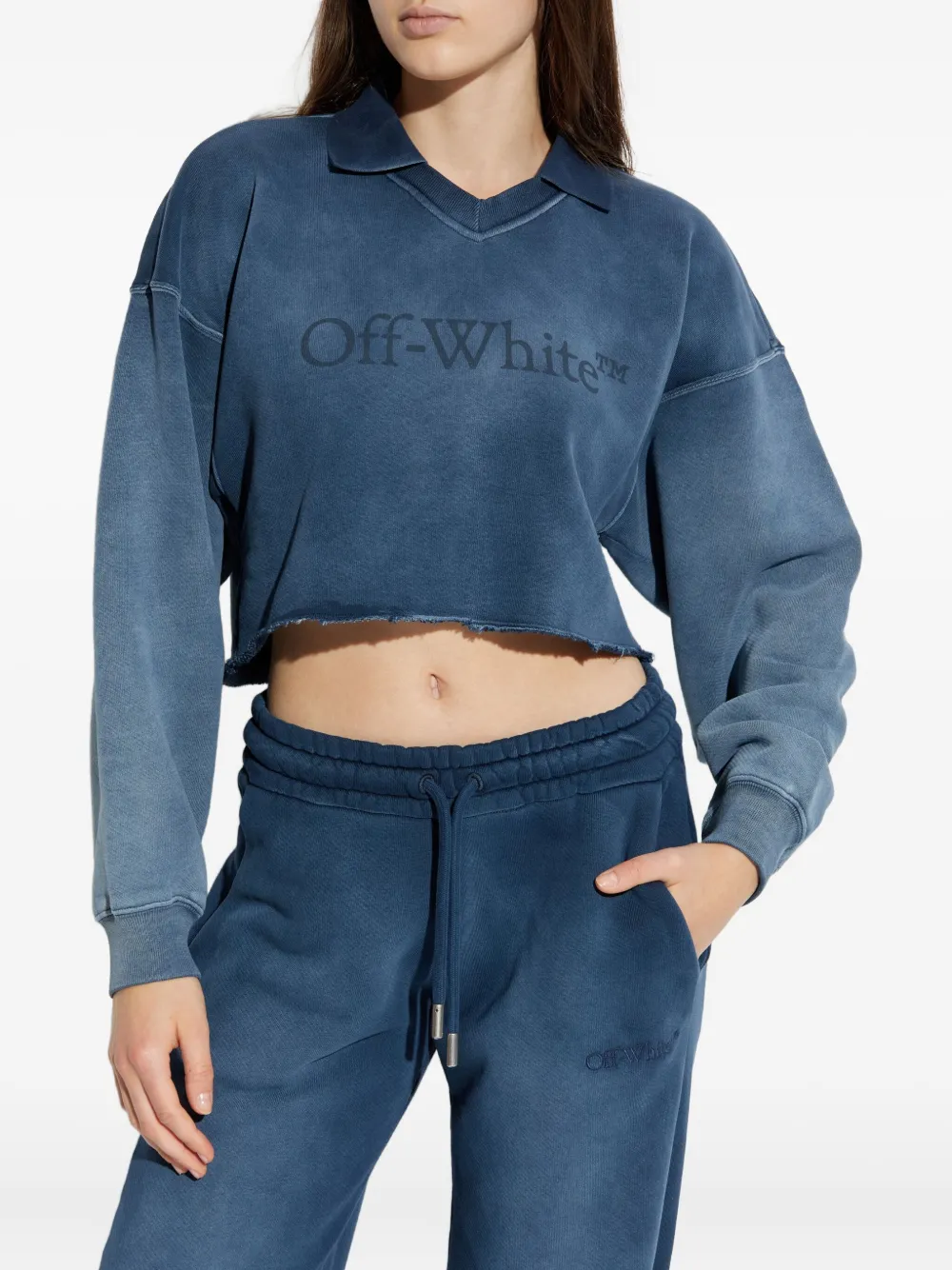 Off-white Collared Raw-hem Knitwear In Blue