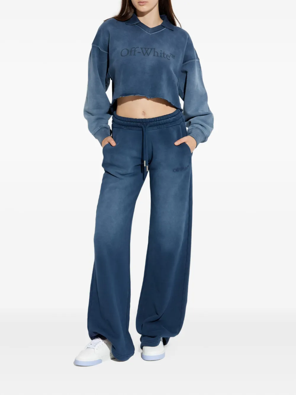 Off-white Collared Raw-hem Knitwear In Blue