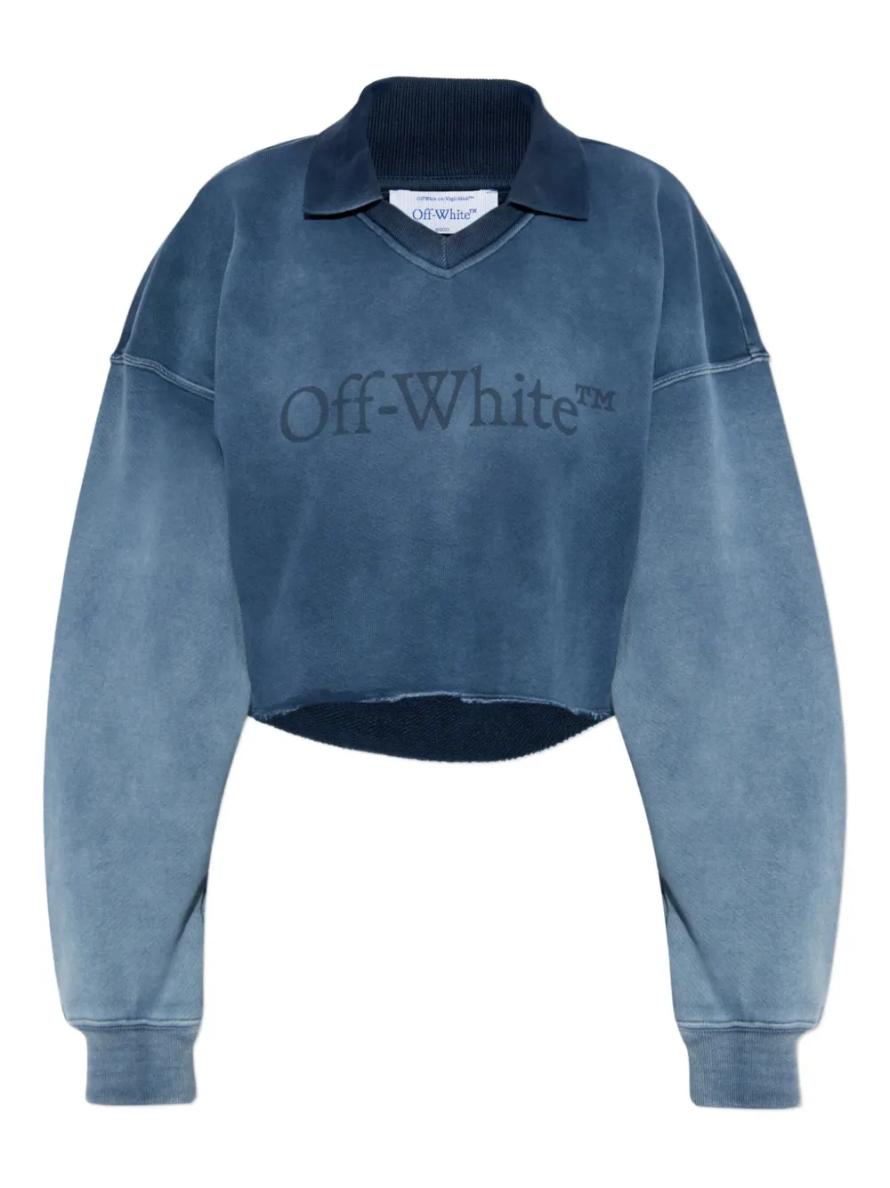Off-white Collared Raw-hem Knitwear In Blue