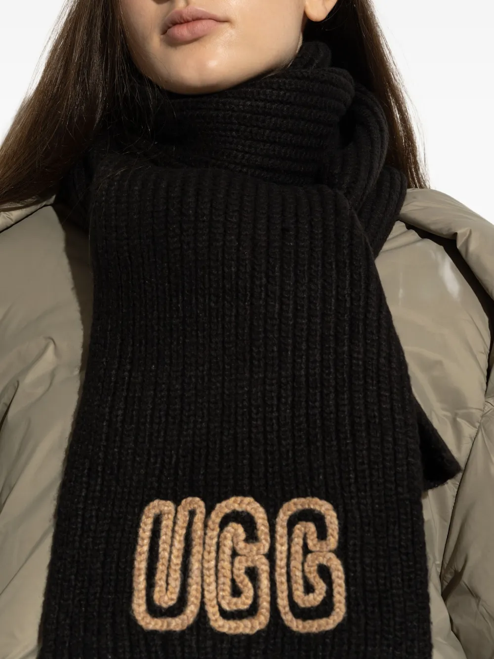 Ugg Crafted Chunky Rib Scarf In Black