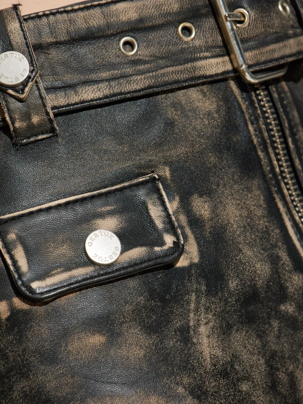 Gestuz Leren rok Zwart